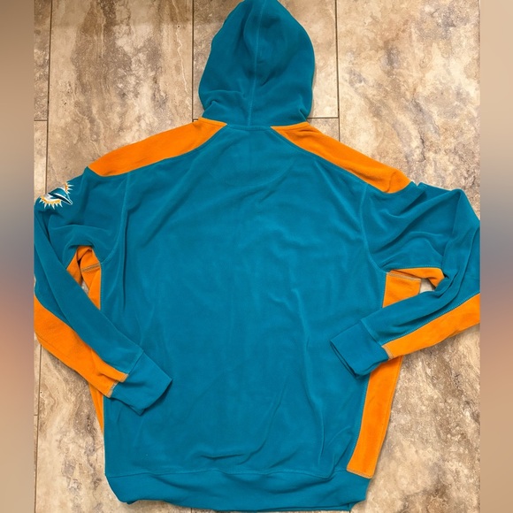 NFL MIAMI DOLPHINS FLEECE EMBROIDERED MEN’S FULL ZIP HOODIE 2XL VINTAGE - Picture 6 of 11